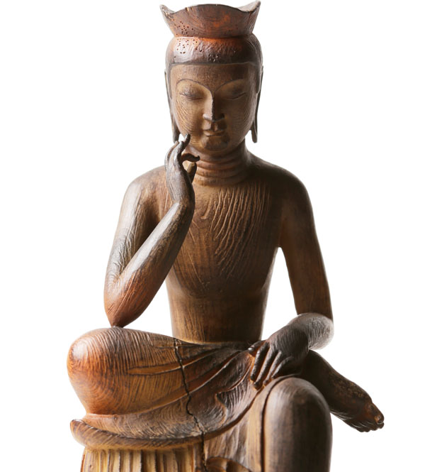 弥勒菩薩 金色 仏像 高さ29.5cm 幅11.7cm 奥行16.5cm - 仏像